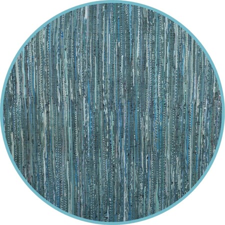 Safavieh 4 x 4 ft. Rag Hand Woven Rug, Round - Turquoise and Multi Color RAR127C-4R